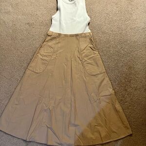 Zara Tan A-Line Skirt with Pockets